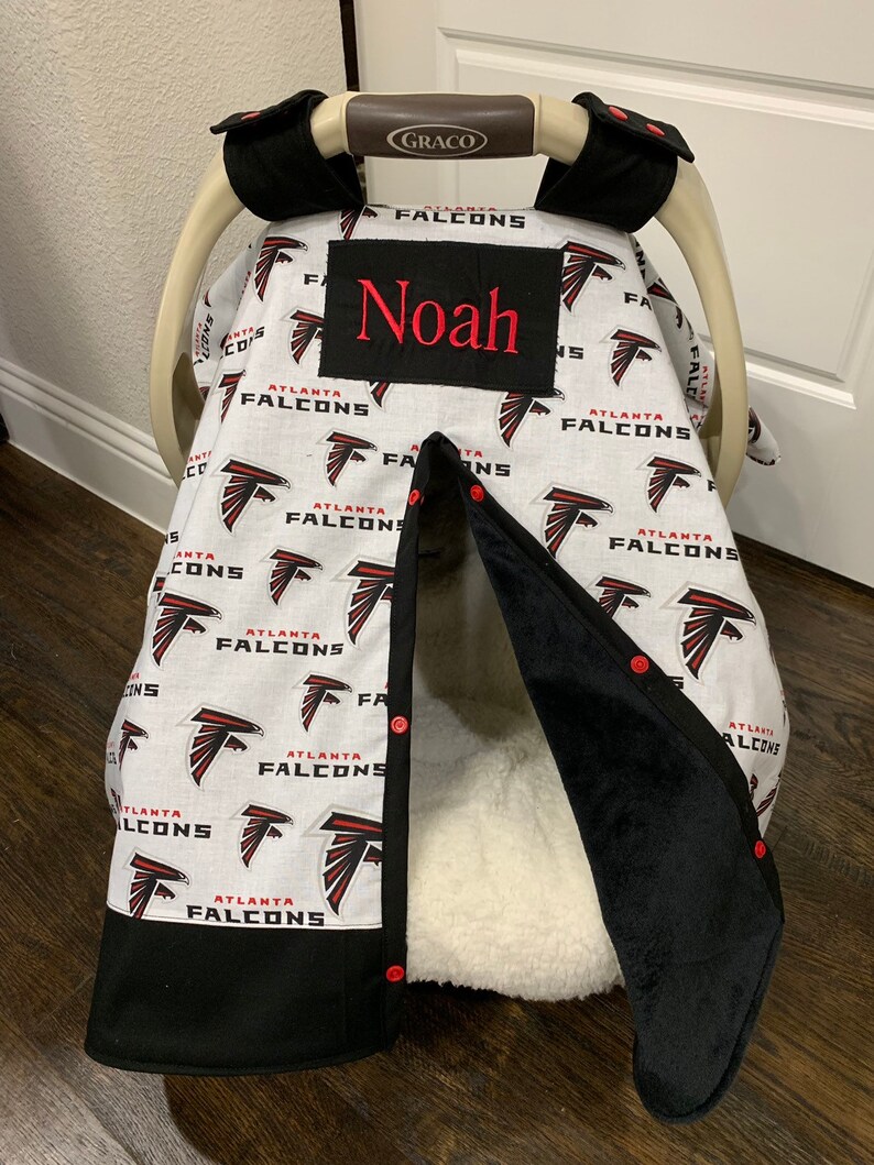 Baby Car Seat Covers Atlanta Falcons With Black Minky Team Footbal Girl Or Boy Shower Gift