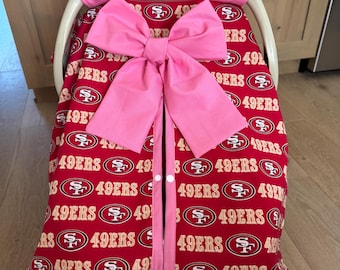 Baby Car Seat Covers - SF 49ers Football Team Sport Baby Carseat Cover - Baby Girl - Shower Gift