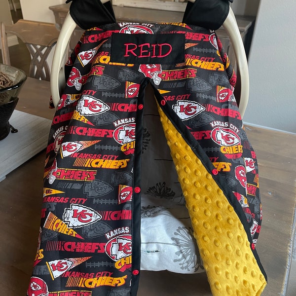Baby Car Seat Covers - KC Chiefs in cotton or Minky - Team Footbal - Baby Girl or Boy - Shower Gift