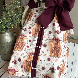 Baby Car Seat Cover for Girls - Highland COWS in Maroon - All Cotton or Minky - Baby Girl - Shower Gift