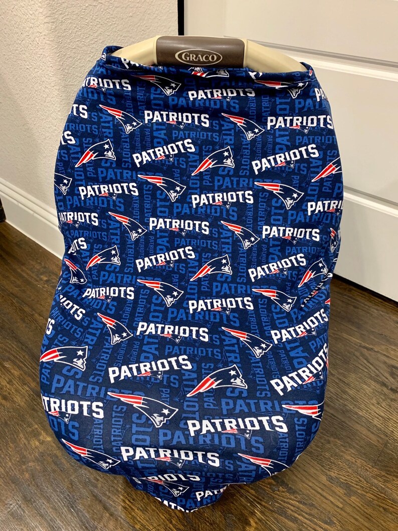 3 In 1 Stretchy Baby Car Seat Cover New England Patriots Team Sports Boy Or Girl Nursing And Ping Cart Bow Option