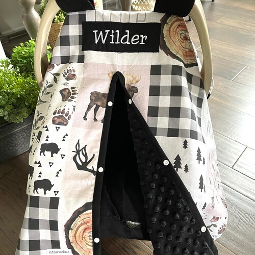 Cute Baby Car Seat Canopy Cover Little Man Woodland Animal Etsy