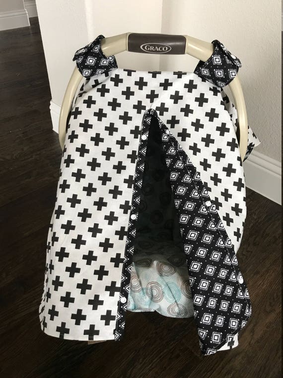 SALE MOD Baby Car Seat Covers Black and White Tribal