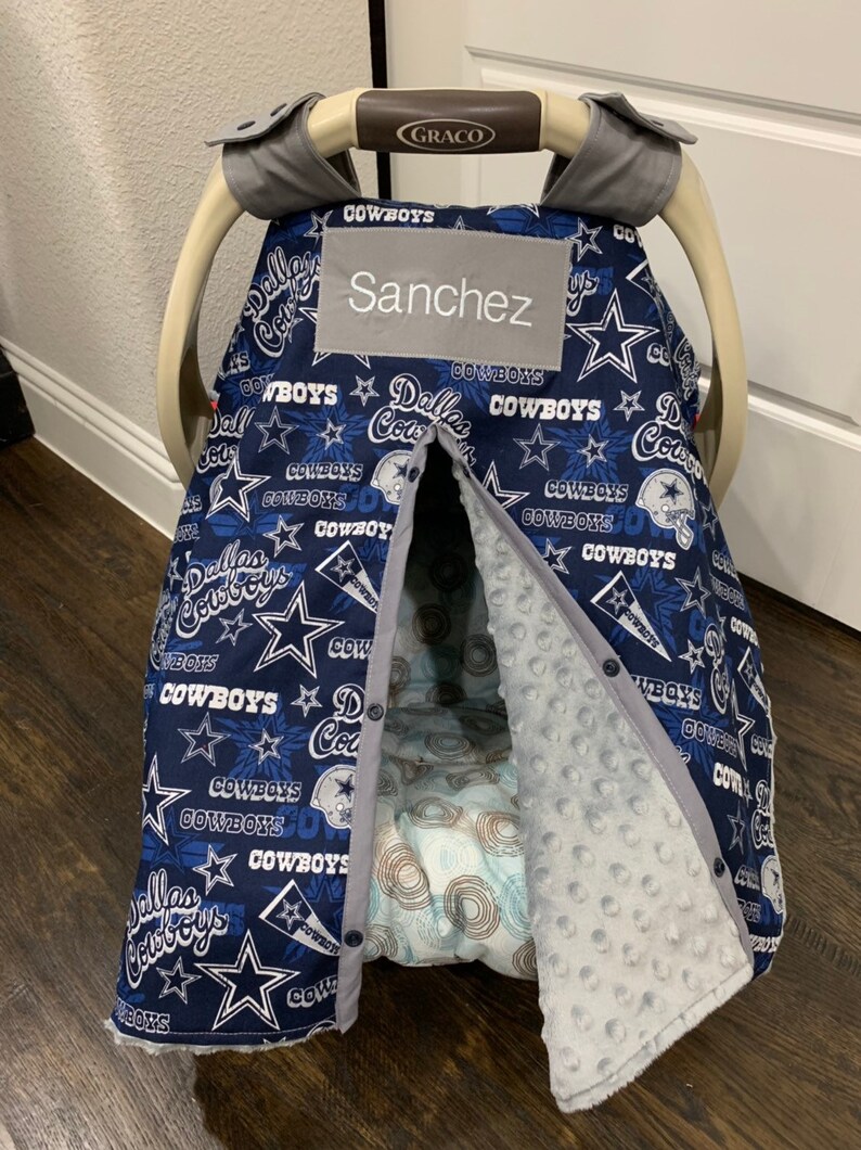 Baby Car Seat Covers Navy And Gray Dallas Cowboys With Minky Team Footbal Girl Or Boy Shower Gift