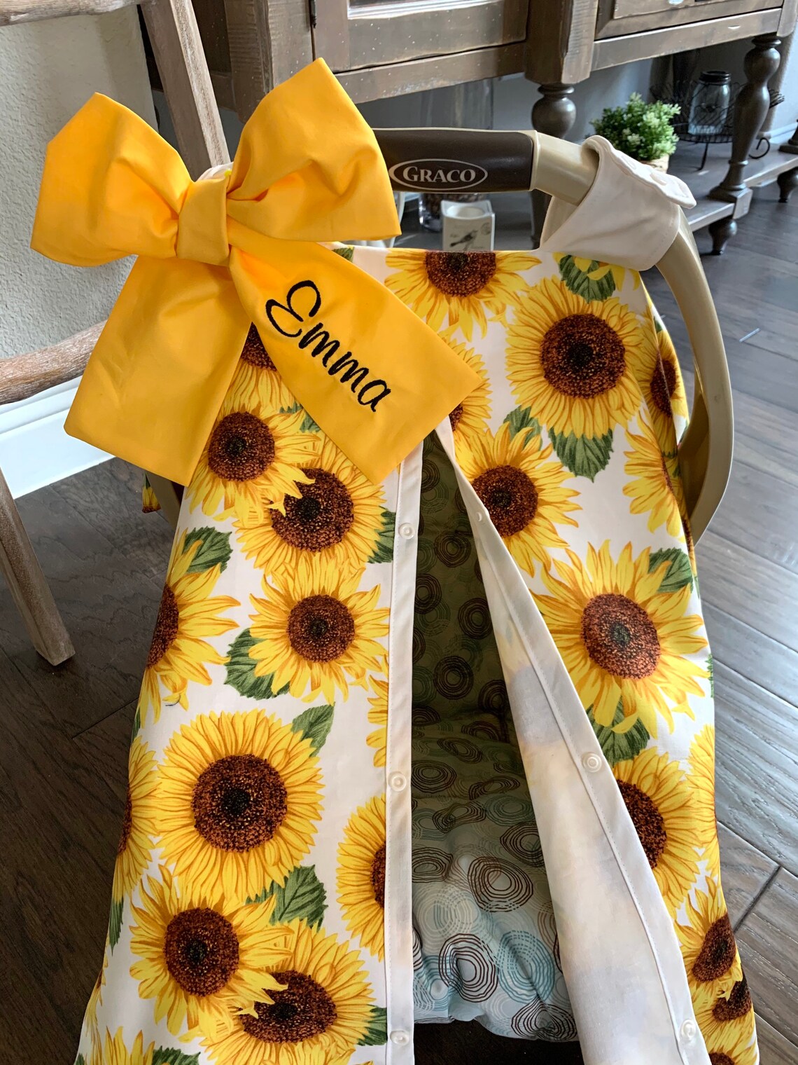 Baby Car Seat Cover Sunflower Floral All Cotton or Minky Etsy