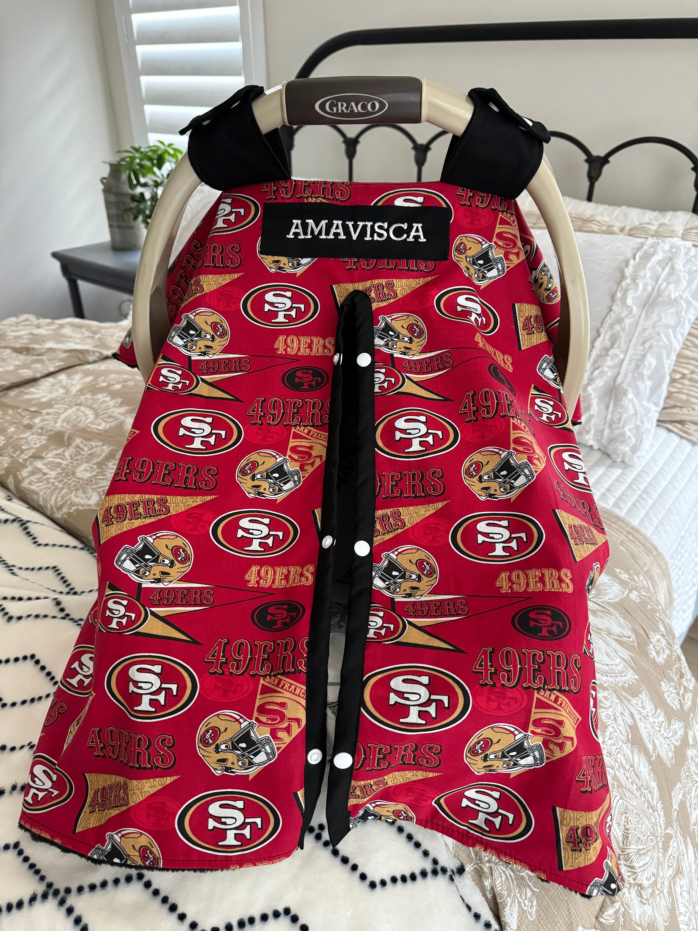 Baby Car Seat Covers SF 49ers Football Team Sport Baby Carseat Cover Baby Boy Shower Gift Etsy