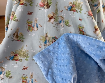 Quilted Whole Cloth Baby Blanket - Peter Rabbit - Baby Boy - Baby Shower Gift - Matching Carseat Cover Available