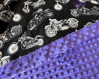 Cozy Minky Baby Blanket - Harley Motorcycle Minky Baby Blanket - Baby Shower Gift