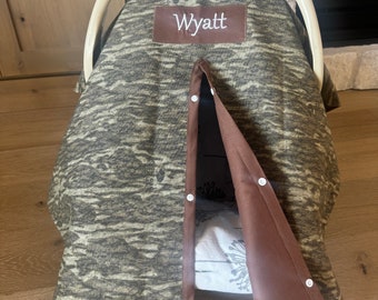 Cute Baby Car Seat Canopy Cover - mossy oak Camo - Baby Boy - Baby Shower Gift