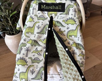 Dinosaur Baby Carseat Cover - baby boy shower gift