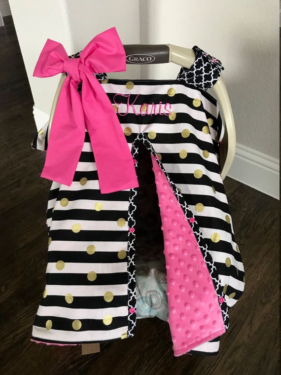 Items similar to Super Cute Baby Car Seat Covers Black Stripe Gold