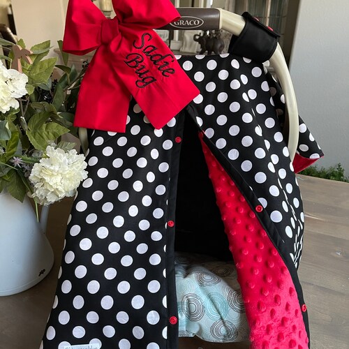 Super Cute Baby Car Seat Covers BLACK Polka Dot and Hot Pink Etsy