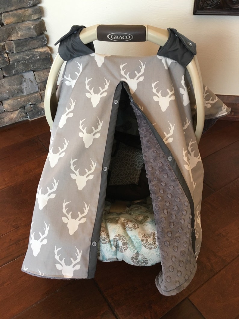 Mod Baby Car Seat Covers Organic Cotton Deer Buck in Gray Etsy