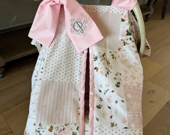Baby Girl Carseat Cover - Magnolia Patchwork Style