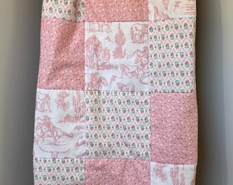 Western Cowgirl Quilted Whole Cloth Baby Blanket - Baby Girl - Baby Shower Gift - Matching Carseat Cover Available