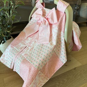 Cowgirl Custom Patchwork Baby Car Seat Canopy Cover – Wild West Shower Gift image 2