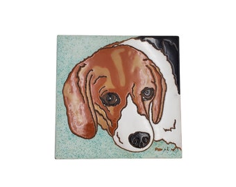 Vintage Painted Tiles by Pumpkin Inc Beagle Dog 6x6 Square Decorative Tile Art