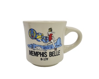 Vintage Memphis Belle B-17F Bomber Fighter Jet Plane Pin Up Girl 8oz Mug