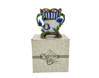 Vintage Fitz and Floyd Charming Tales Whimsical Spring Garden Morning Glory Planter Vase with Original Box