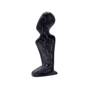 Vintage Abstract Minimalist African Ethnic Aboriginal Black & White 5.75&quot; Carved Soapstone Figurine Statue