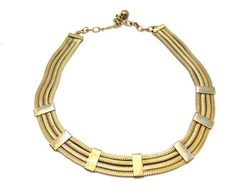 Vintage Gold Tone Metal Snake Chain Unisex Adjustable 17" Collar Necklace