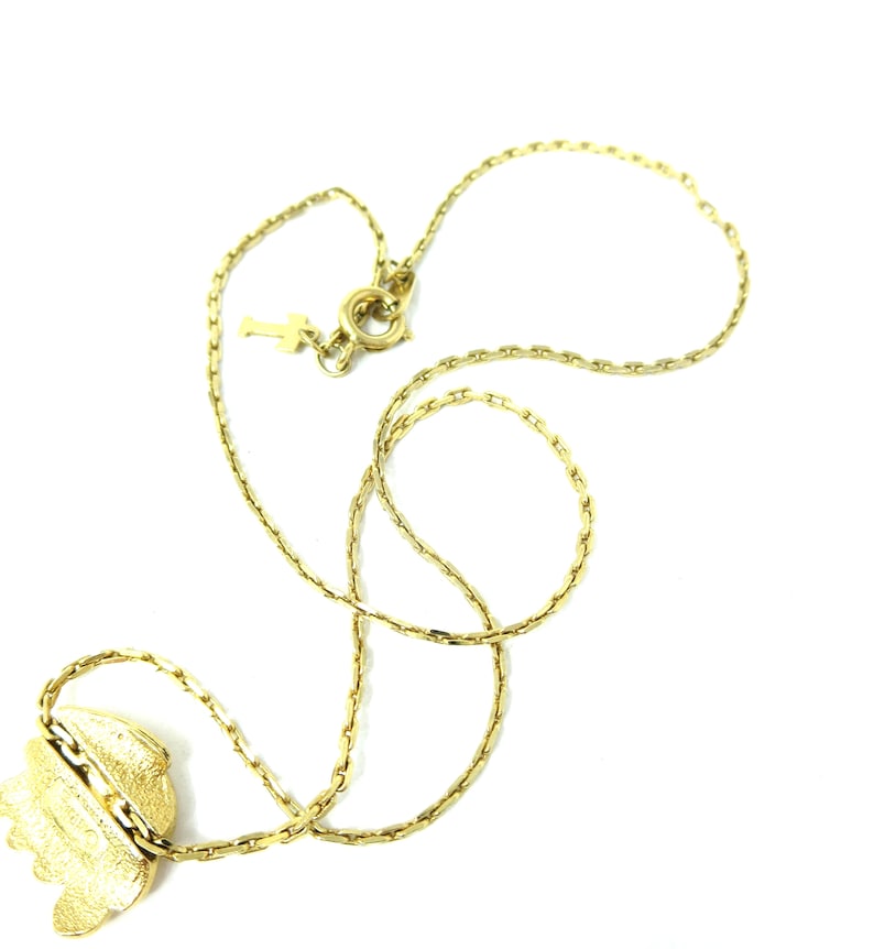 Crown Trifari Signed Dainty Vintage Gold Tone Metal Art Nouveau Art Deco Focal Lightweight Choker Necklace