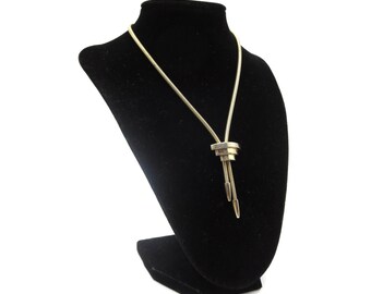 Vintage Art Deco Gold Tone Geometric Unisex 15&quot; Costume Lariat Style Necklace