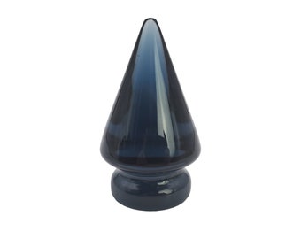Vintage Smokey Blue Triangular Art Glass 4.5" Pedestal Paperweight Gag Gift