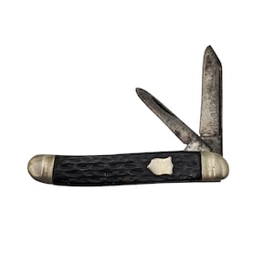 Vintage Hibbard Spencer Bartlett Black Handle 3.5&quot; 2 Blade Unisex Folding Jack Pocket Knife AS IS