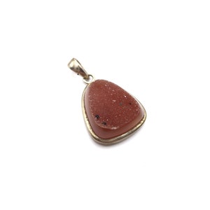 Vintage Sterling Silver Sparkling Brown Orange Agate Druzy Stone Unisex Pendant