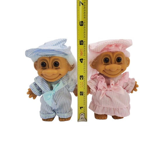 Coppia vintage di Russ Berrie Blue e Pink Boy e Pink Girl 6