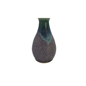 Vintage Handmade Artist Signed Chris Blue Purple 5" Art Pottery Bud Vase