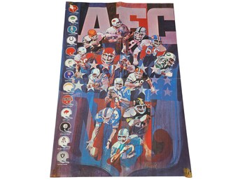 Vintage Stancraft Bartell Series 1972 16x21" AFC America Football Conference Half Poster Sports Collectibles READ