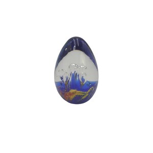 Vintage Colorful Bubble Art Glass 3.5&quot; Egg Paperweight