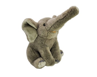 Vintage Fiesta 9.5&quot; Grey Trunk Up Happy Elephant Plush