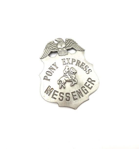Vintage Silver Tone Pony Express Messenger Cowboy… - image 3