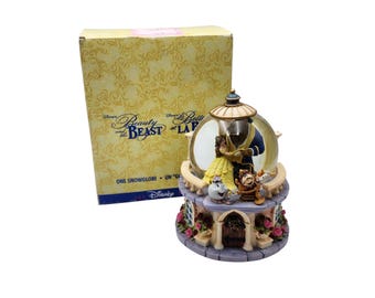 1991 年製ヴィンテージ ディズニーの美女と野獣のスノーグローブと