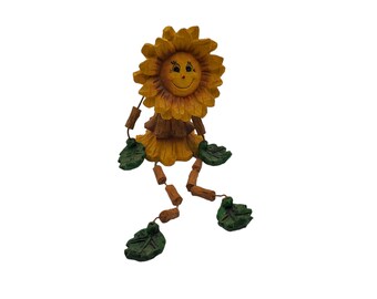 Vintage Anthropomorphic Smiling Yellow Sunflower 9.5" Kitschy Composite Shelf Sitter Figurine