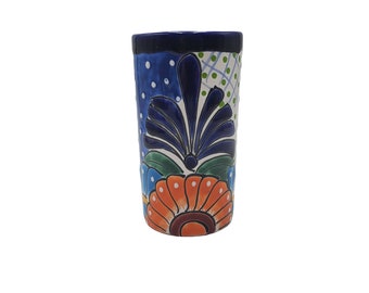 Vintage Made in Mexico Mexican Talavera Colorful Floral Pattern 6.25" Ceramic Pottery Vase