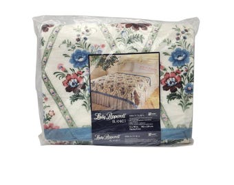 Vintage Lady Pepperell Ribbon Floral Twin/Full 72x90 Acrylic Polyester Blend NOS Blanket