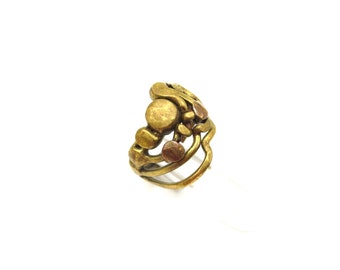 Vintage Abstract Brutalist Industrial Size 6 Unisex Statement Ring