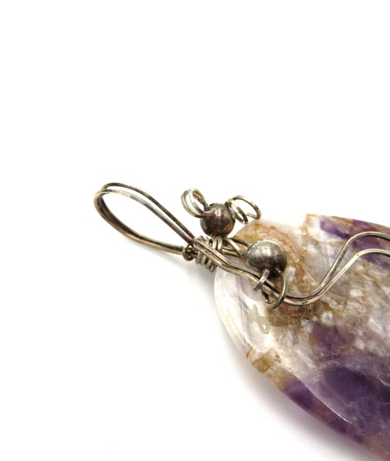 Handmade Silver Tone Wire Wrapped 2.75" Purple Am… - image 5