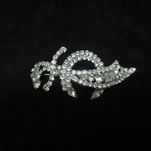 Vintage Silver Tone Masonic Shriners Clear Rhinestone Crescent Moon Sword 3&quot; Unisex Statement Brooch