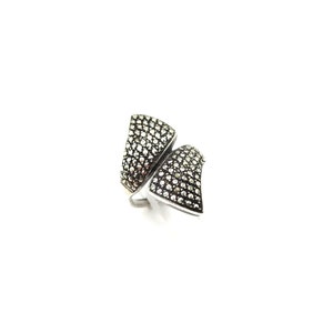 Vintage Sterling Silver 925 Germany Art Deco Marcasite Bypass Size 7.5 Ring