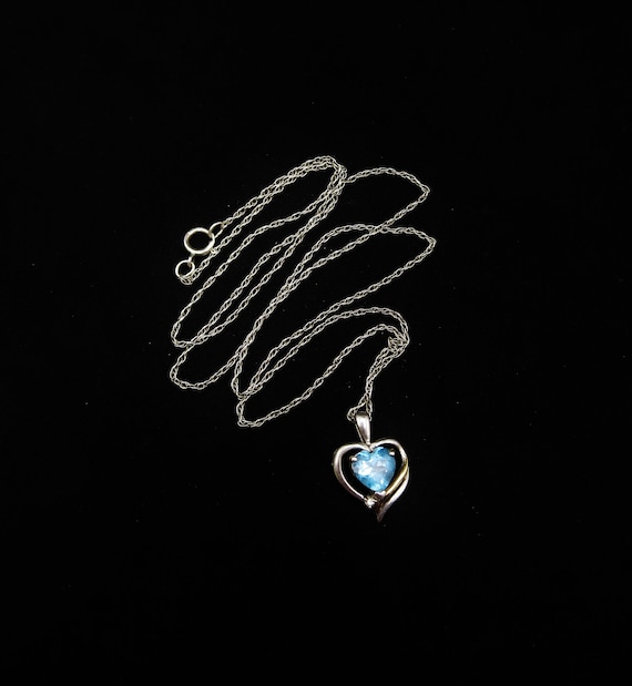Vintage Alwand Vahan 925 14k AV Sterling Silver 14K Faceted Blue Topaz and Diamond Heart 20.5 Pendant Necklace Etsy