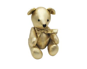 Vintage Gold Bow Tie Jointed Movable 13" Teddy Bear