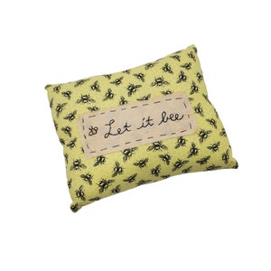 Vintage Handmade Yellow Black Let it Bee Bumblebee Insect 9x7 Small Decor Pillow