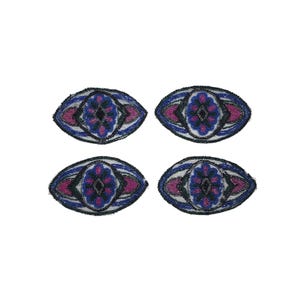Lot of 4 Vintage Hand Sewn Art Deco Seed Beaded Mesh 5x3&quot; Eye Sewing Applique 1920s 1930s Flapper Dress