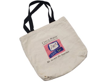 Vintage Check Point Software Technologies LTD Secure the Internet 14" Canvas Reusable Tote Bag