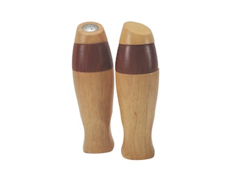 Pair of Vintage Mr. Dudley Handmade Modern / MCM Sedona Two Tone Wooden 8" Salt and Pepper Grinder